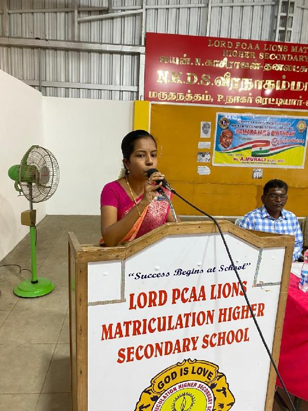 Lord Lions School Sivakasi KAMARAJAR BIRTHDAY CELEBRATION