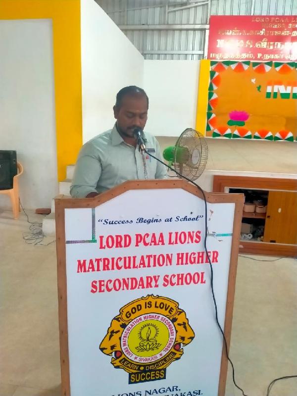 Lord Lions School Sivakasi PROGRAMME ON AI AND MACHINE LEARNING