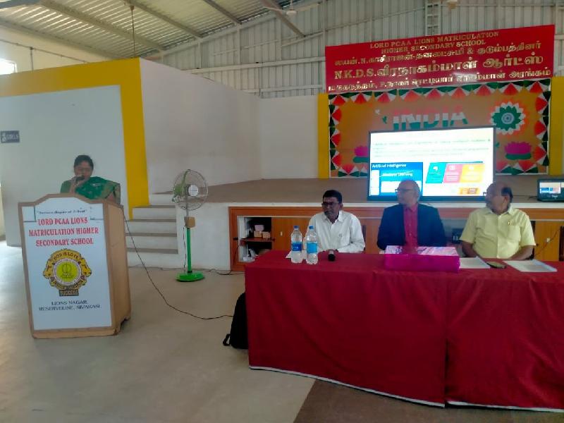 Lord Lions School Sivakasi PROGRAMME ON AI AND MACHINE LEARNING